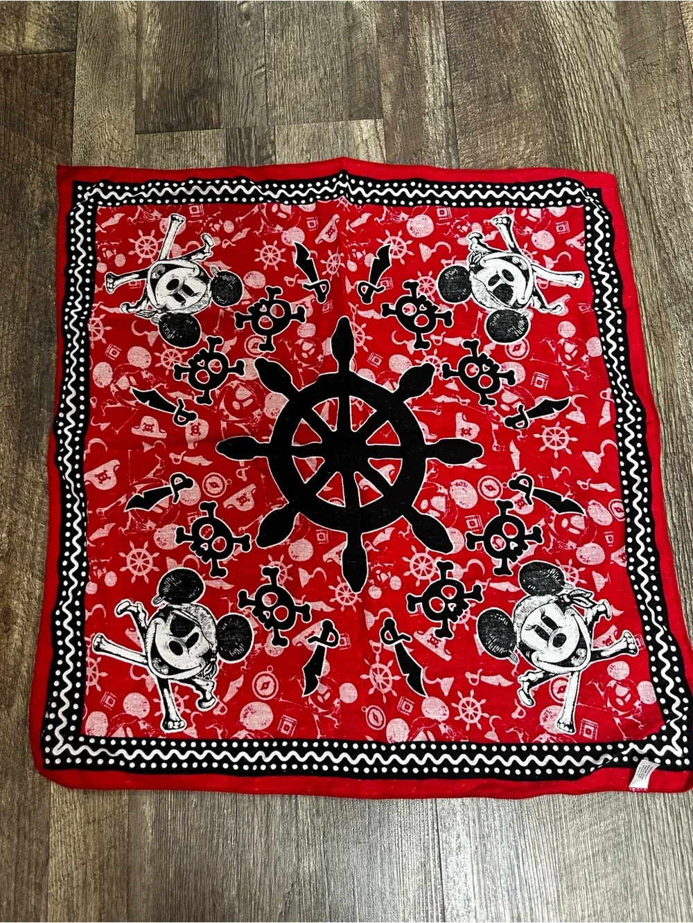 Disney Red and Black Pirate Mickey Bandana Scarf